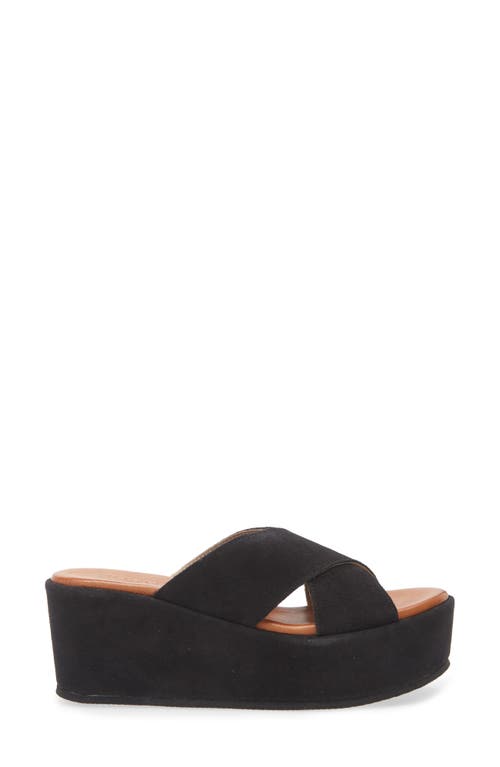 Cordani Bella Platform Wedge Slide Sandal In Black Suede