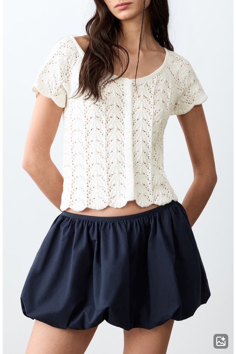Open Stitch Knit Button-Up Shirt, Main, color, OFF WHITE