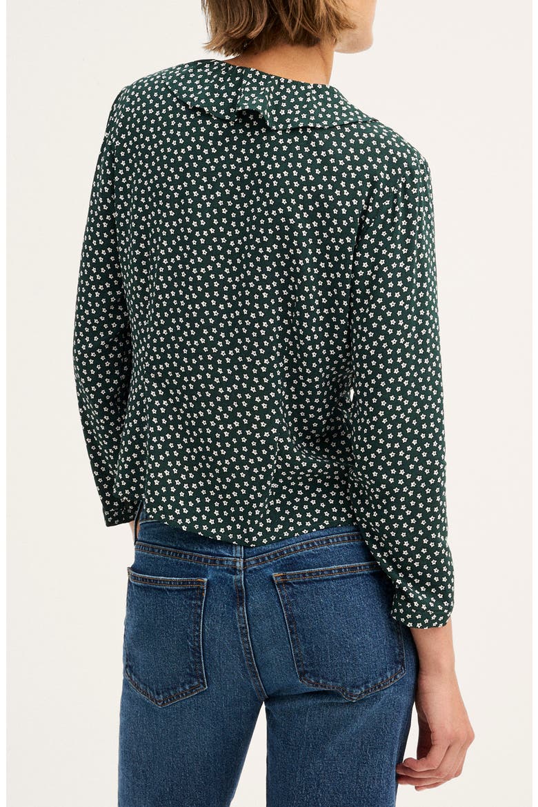 Ruffle V-Neck Long Sleeve Top, Alternate, color, DARK HOLLY