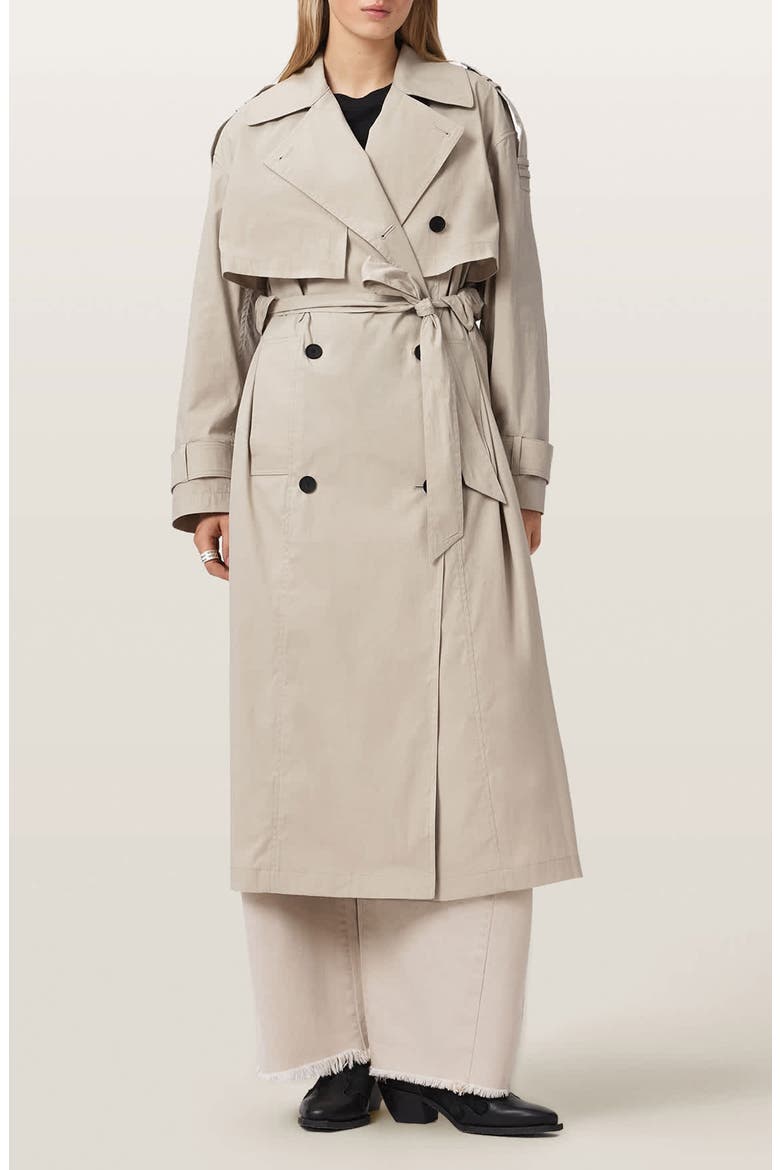 Linnie Lib Cotton & Nylon Trench Coat, Main, color, CLAY GREY