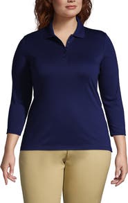 Lands' End 3/4 Sleeve Supima Cotton Polo Shirt