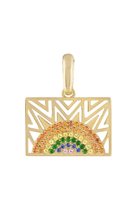 Here Comes The Sun Gold Rainbow Sapphire Pendant Charm