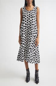 R13 Sleeveless Polka Dot Cupro Midi Dress