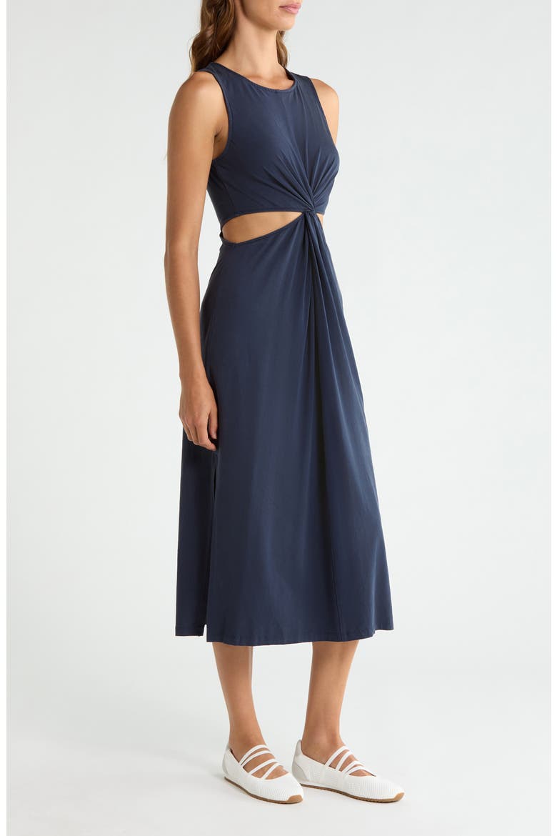 Around the World Front Twist Midi Dress, Alternate, color, NOCTURNAL NAVY