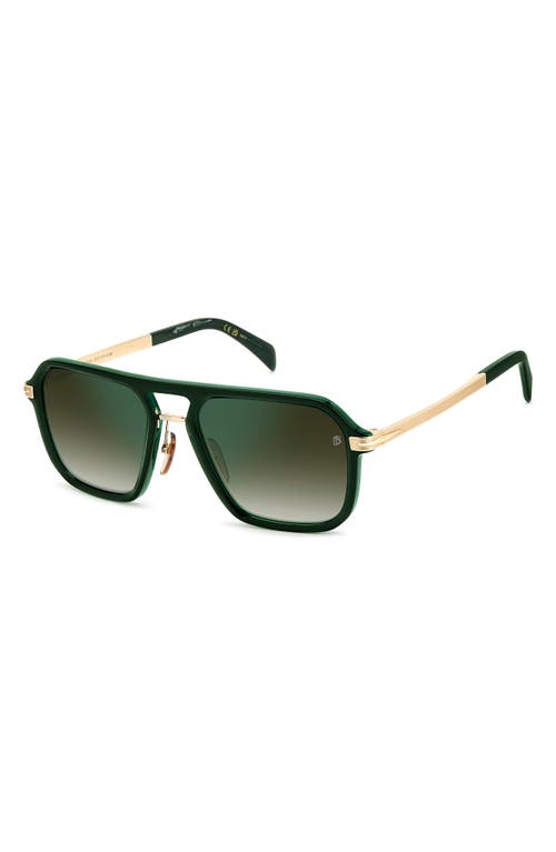 David Beckham Eyewear 56mm Navigator Sunglasses In Green Marble Gold