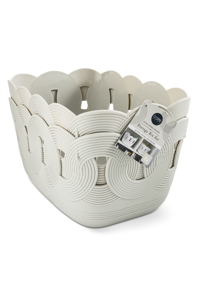 Set of 2 Scallop Open Weave Storage Bins, Alternate, color, ELEPHANT CHARM