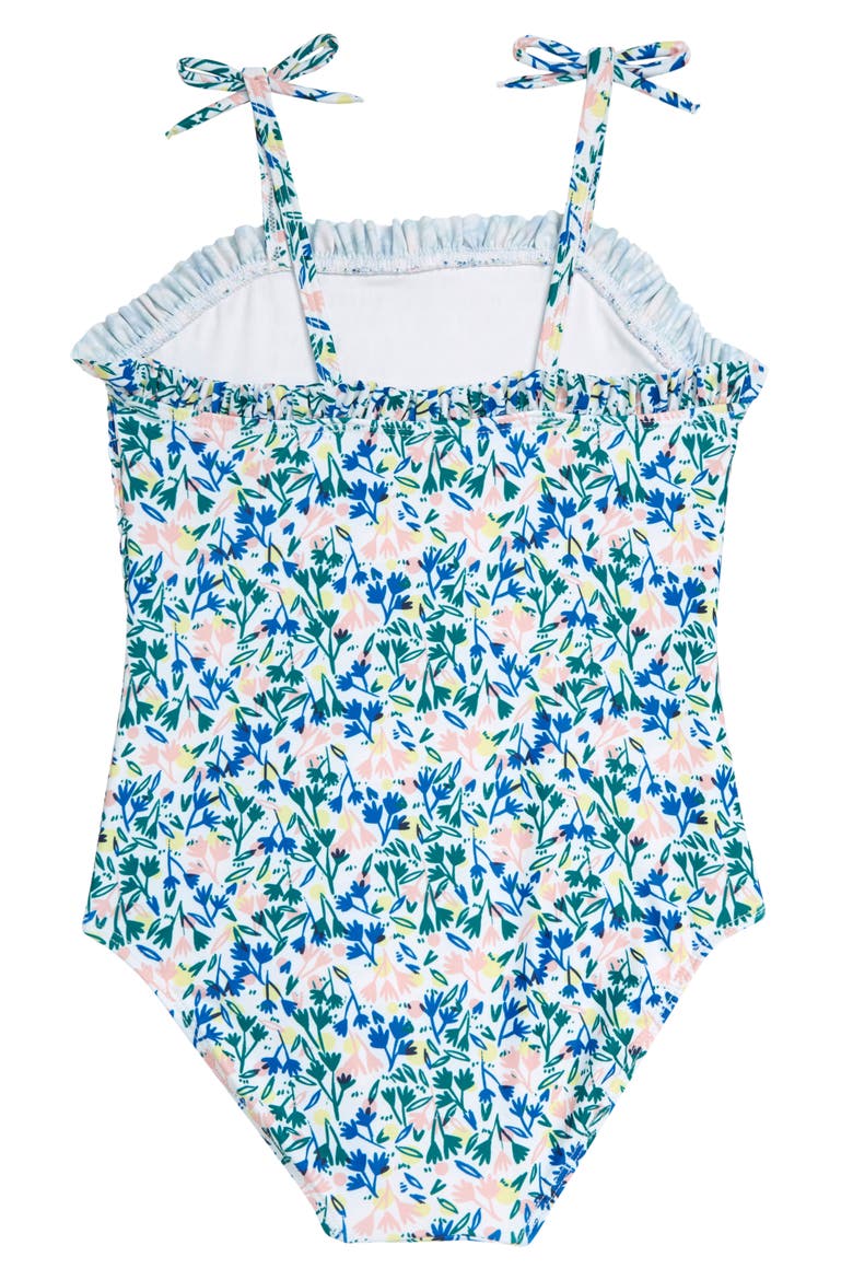 Smocked One-Piece Swimsuit, Alternate, color, WHITE PLAYFUL SPRIGS