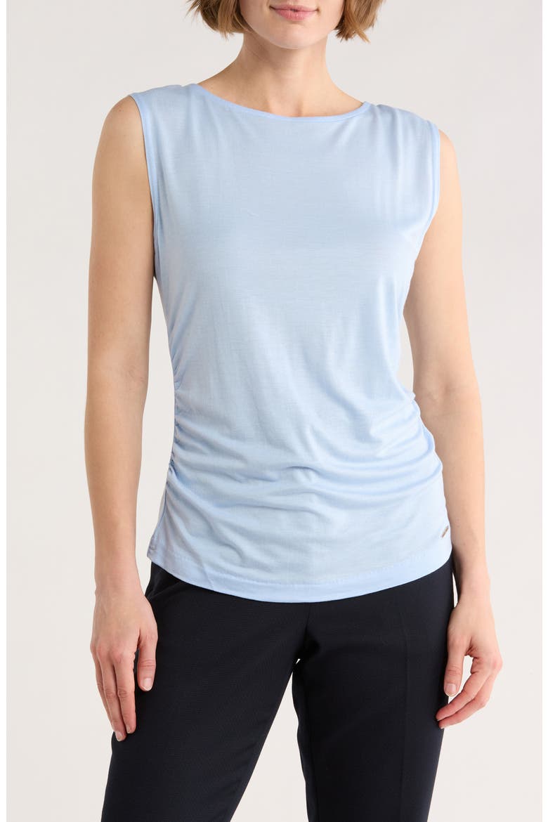 Side Ruched Tank, Main, color, LIGHT BLUE