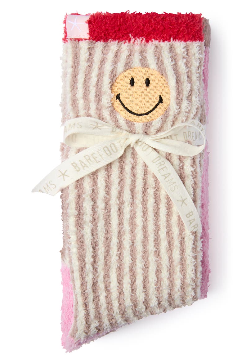 CozyChic® Smiley Assorted 2-Pack Ribbed Crew Socks, Alternate, color, FEATHER MULTI