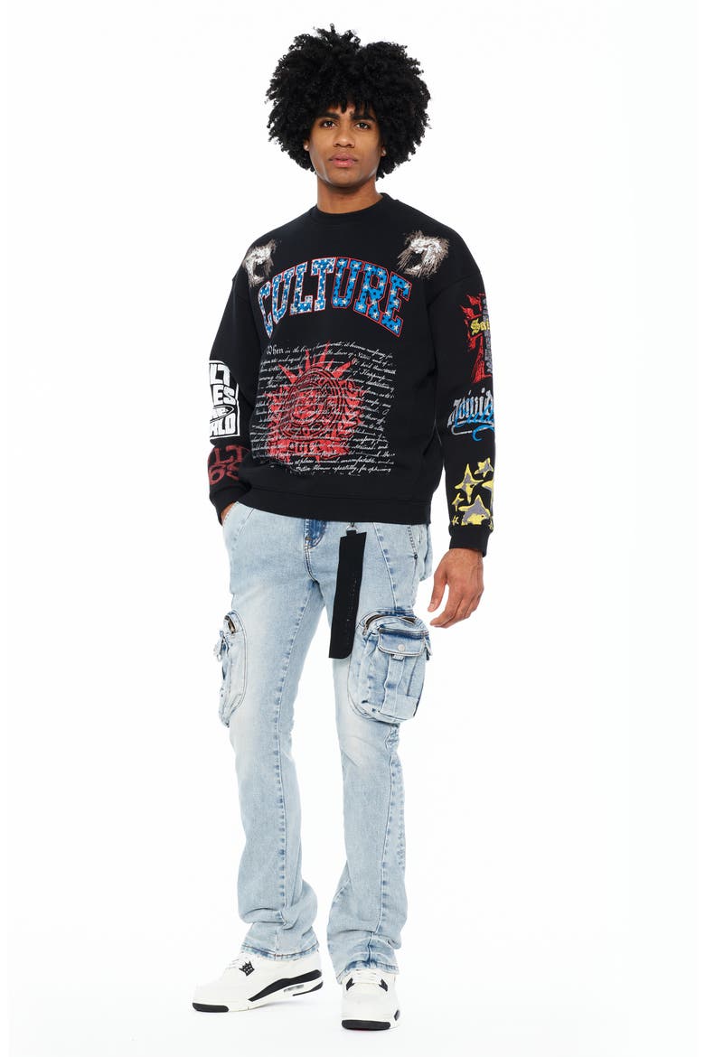 Graphic Cotton French Terry Sweatshirt, Alternate, color, BLACK