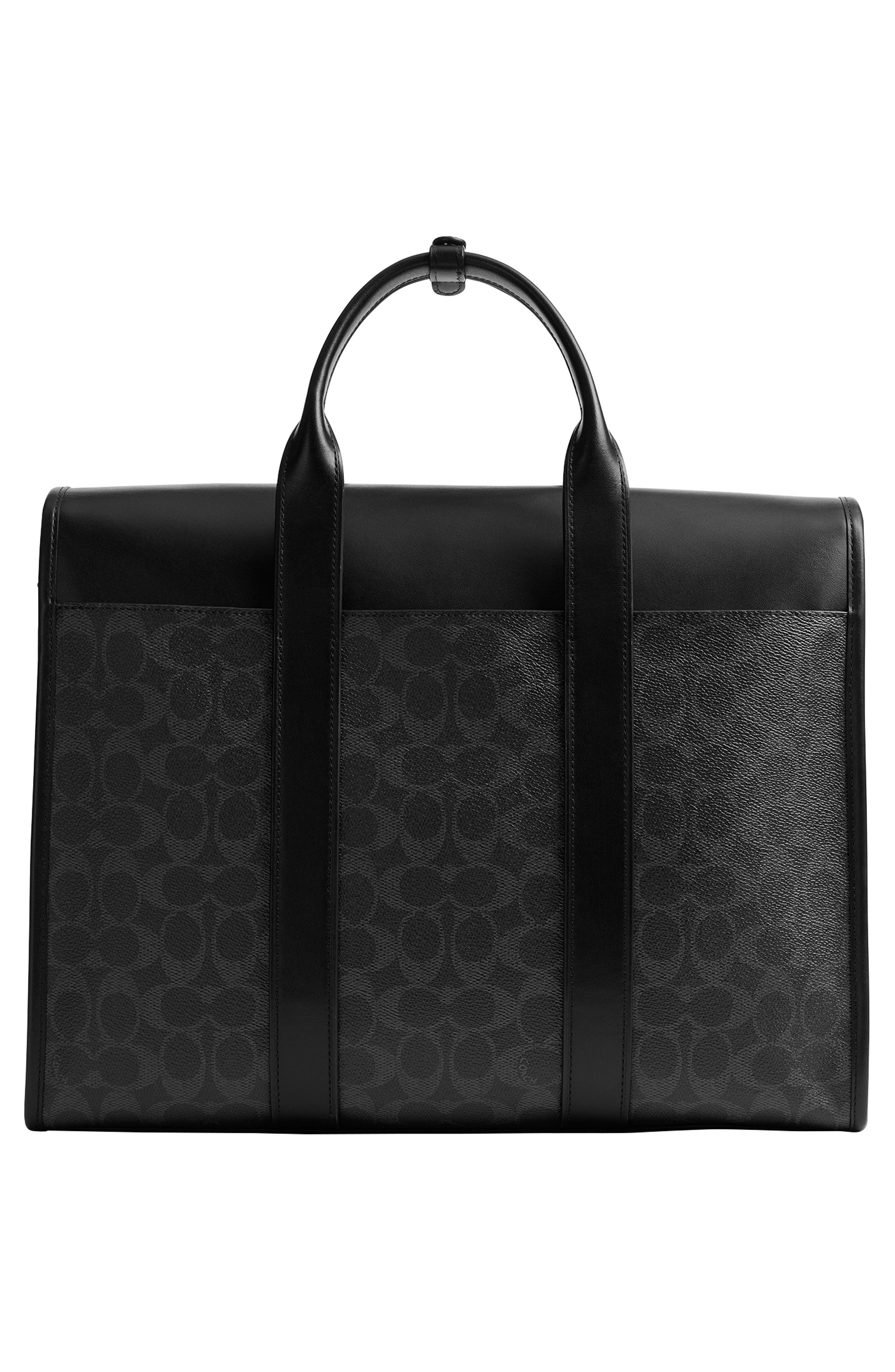 COACH Gotham Signature Coated Canvas & Leather Portfolio Messenger Bag, Alternate, color, Black Signature