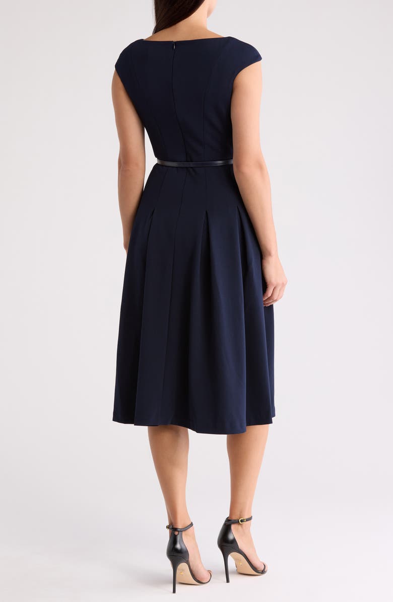 Eliza J Bateau Neck Cap Sleeve Midi Dress, Alternate, color, 