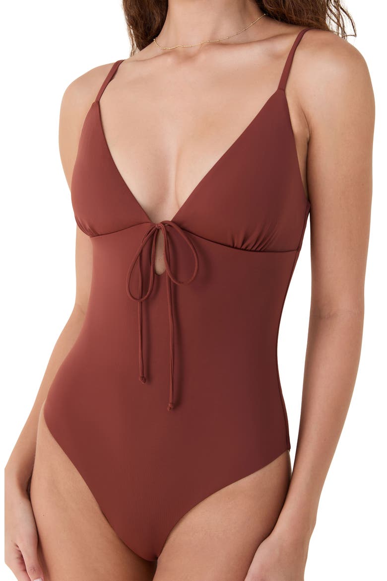 The Mali Keyhole One-Piece Swimsuit, Alternate, color, CARAMEL