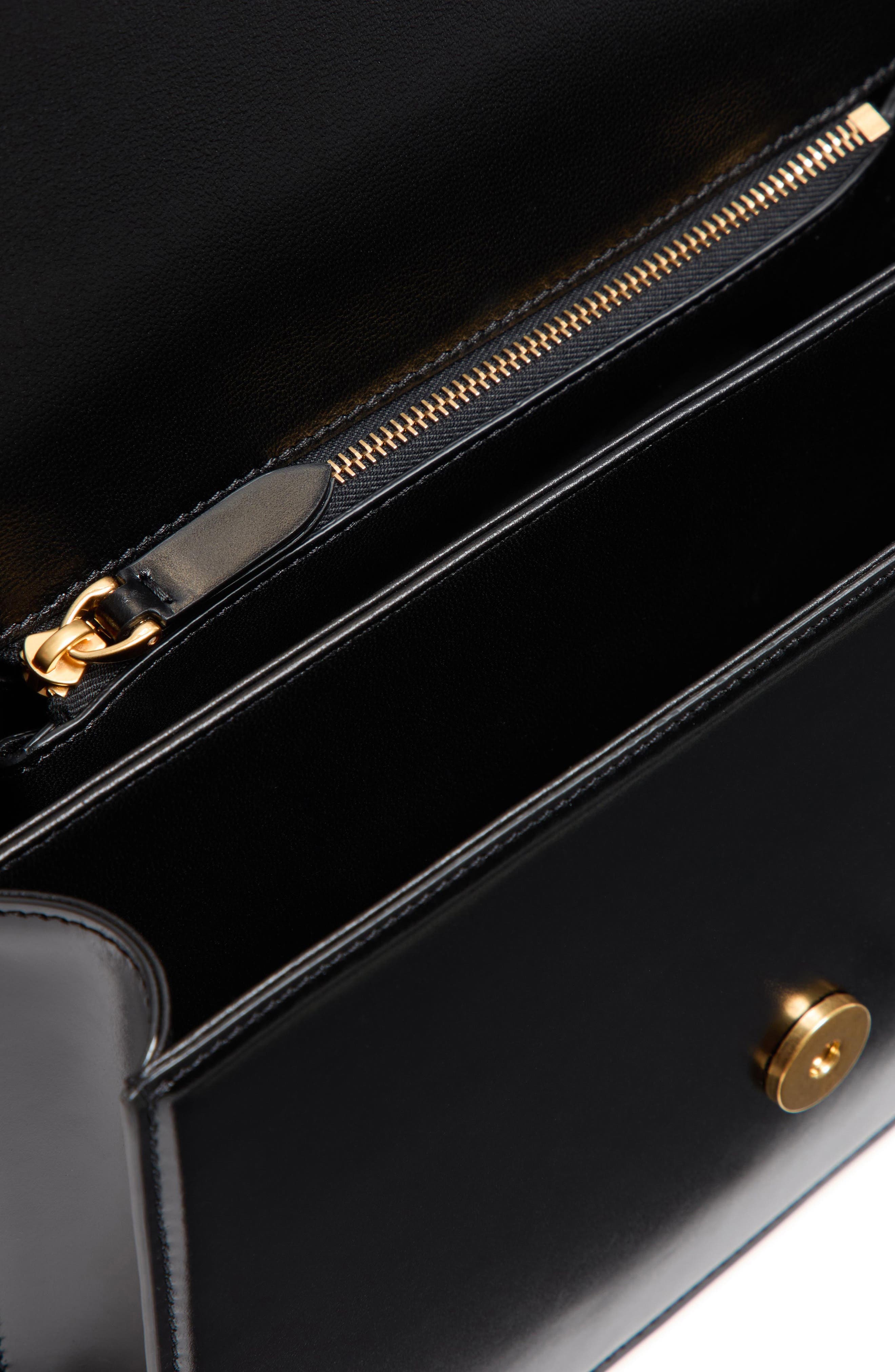 Valentino Garavani Vain VLOGO Leather Shoulder Bag, Alternate, color, Black