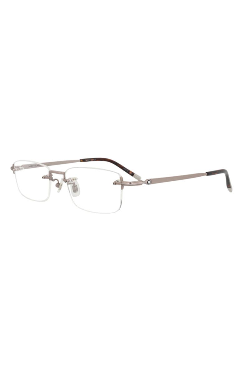 Montblanc 54mm Square Optical Glasses, Alternate, color, Ruthenium Transparent