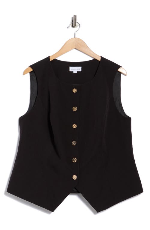 Gemma + Jane Hammered Button-up Vest In Black