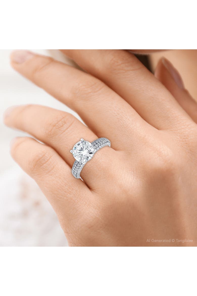 Certified 3.66Ct Micro Pave Diamond Engagement Ring 10k Gold Lab Grown, Alternate, color, 10k White Gold