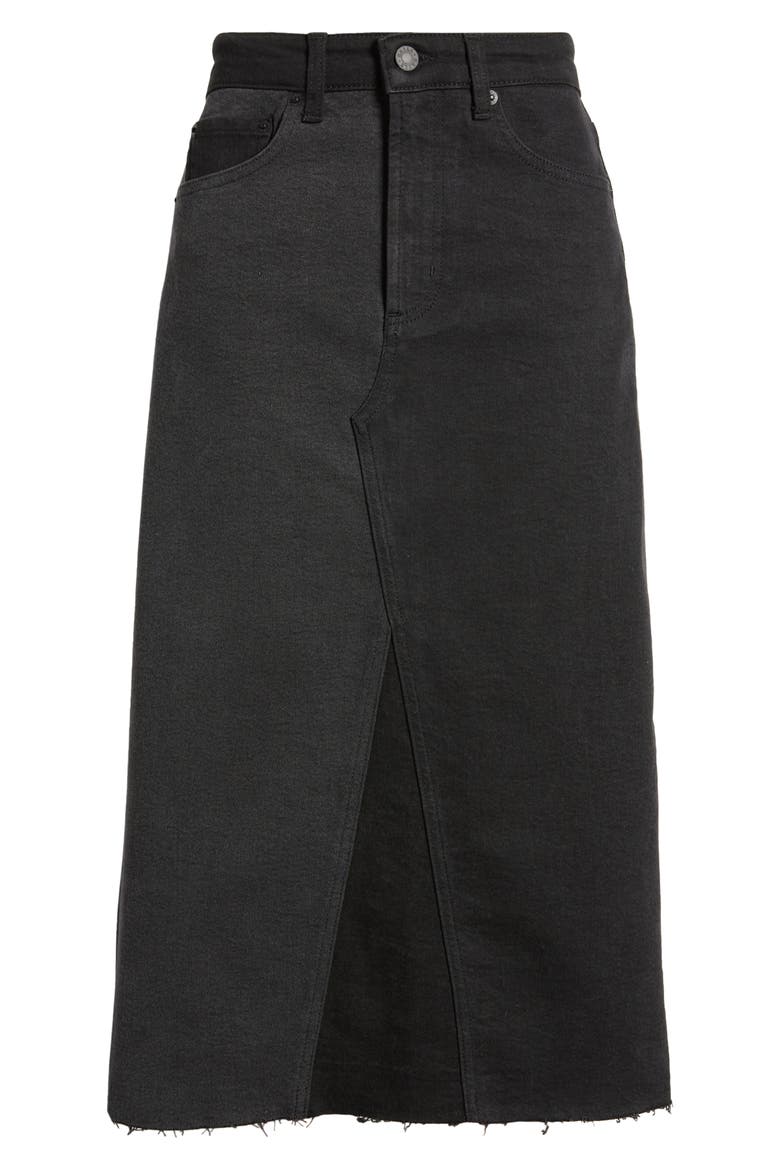 Highland Two-Tone Denim Midi Skirt, Alternate, color, BLACK PATCHWORK
