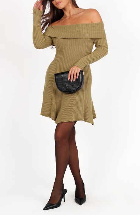 Francisco Off the Shoulder Long Sleeve Sweater Dress