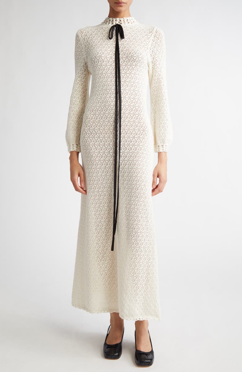 Tanner Fletcher Gender Inclusive Patsy Long Sleeve Pointelle Knit Sweater Dress, Main, color, 