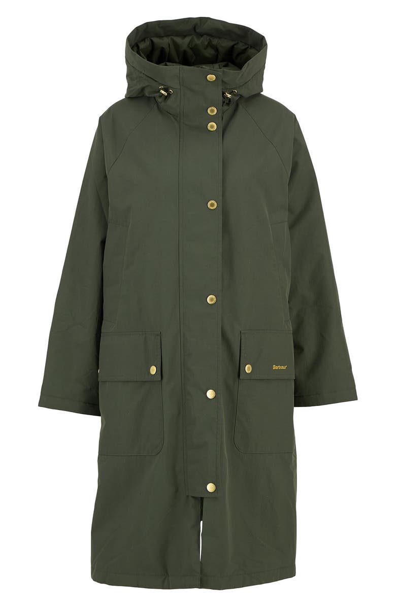 Barbour Catalina Hooded Water Resistant Coat, Alternate, color, Olive
