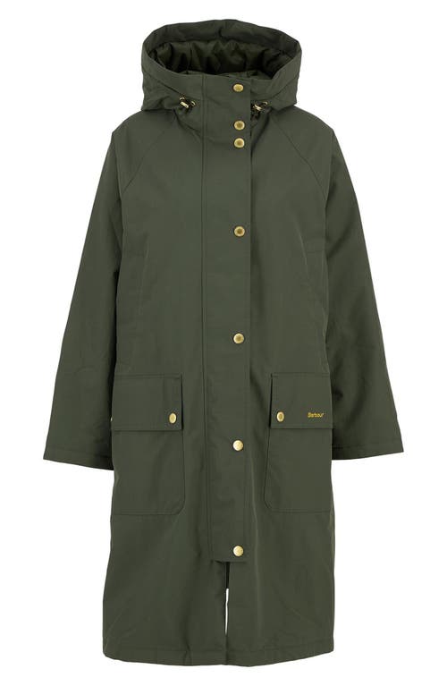 Barbour Catalina Hooded Water Resistant Coat In Green
