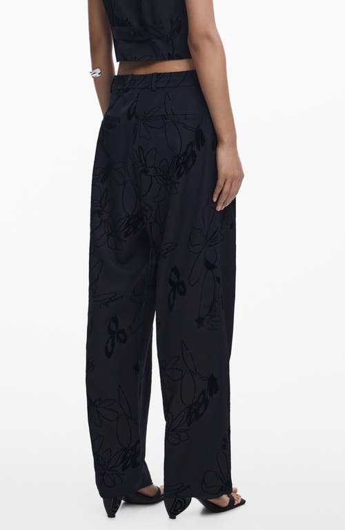 Desigual Pleated Wide Leg Pants In Black