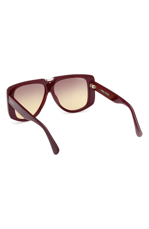 Shop Max Mara Spark 57mm Polarized Shield Sunglasses In Bordeaux/gradient Brown