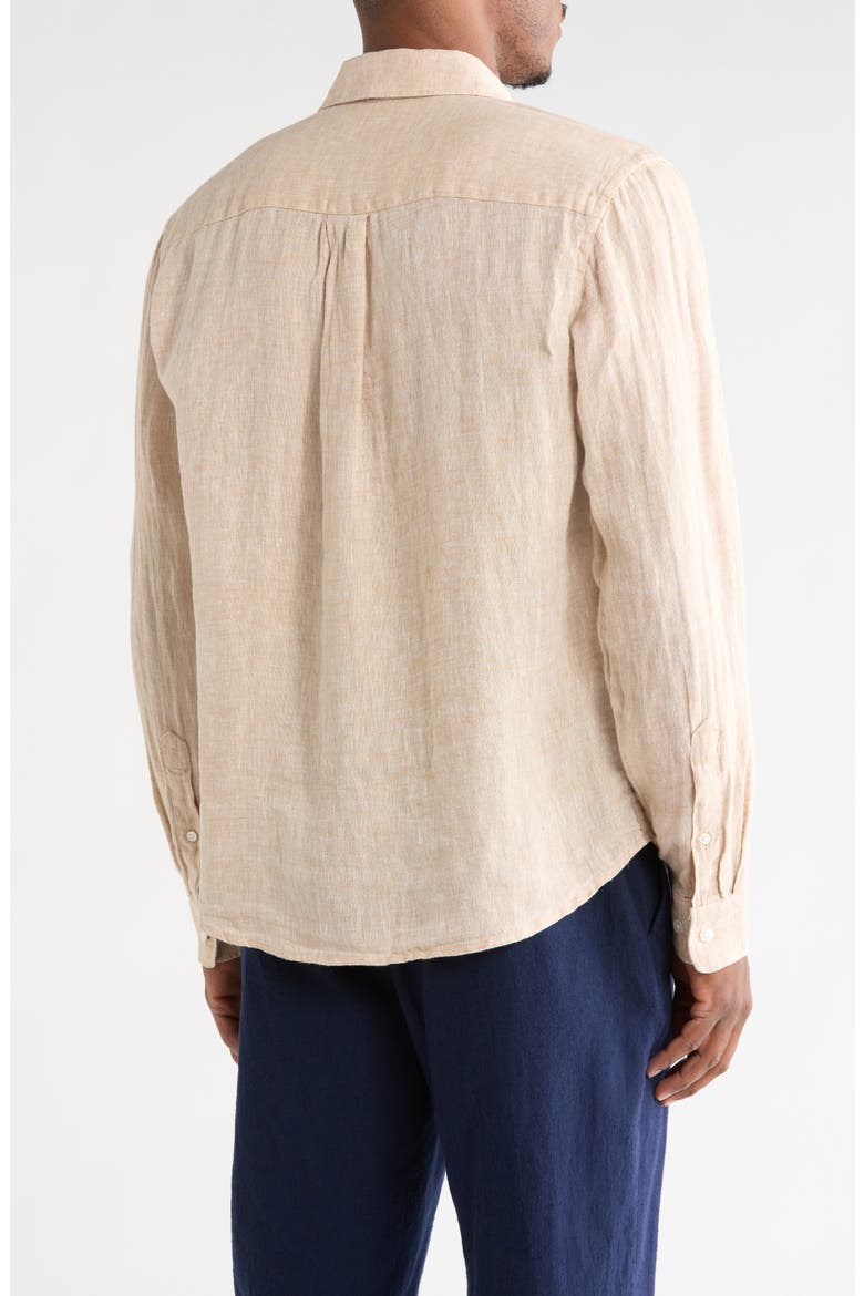 Linen Button-Up Shirt, Alternate, color, KHAKI