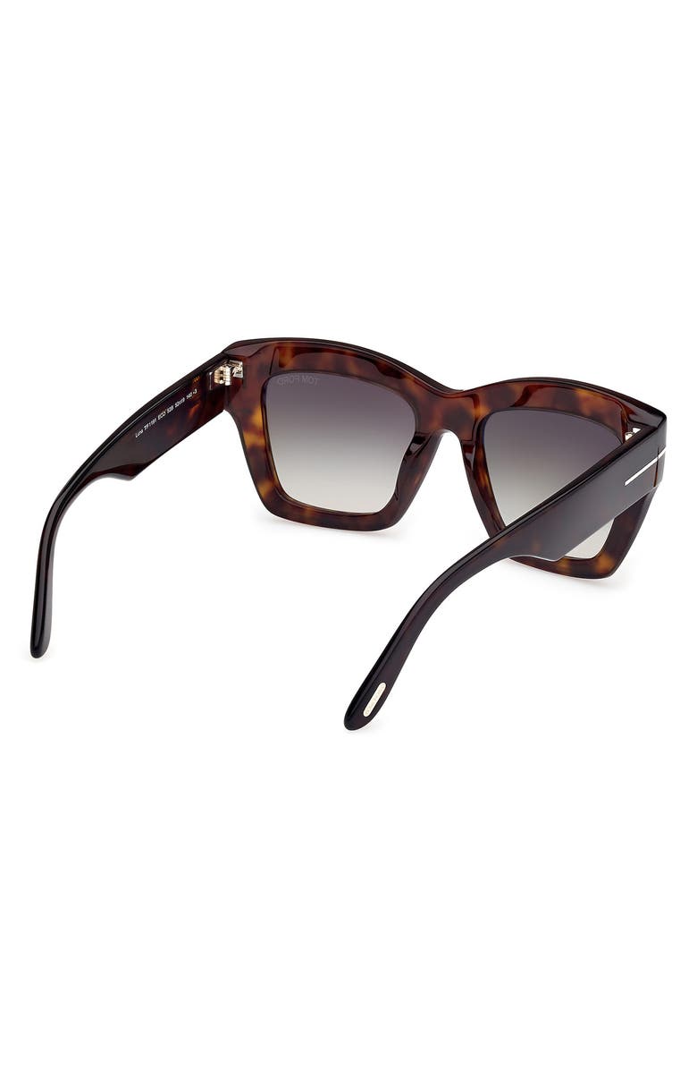 TOM FORD Luna 52mm Gradient Butterfly Sunglasses, Alternate, color, Dark Havana Eco / T Logo