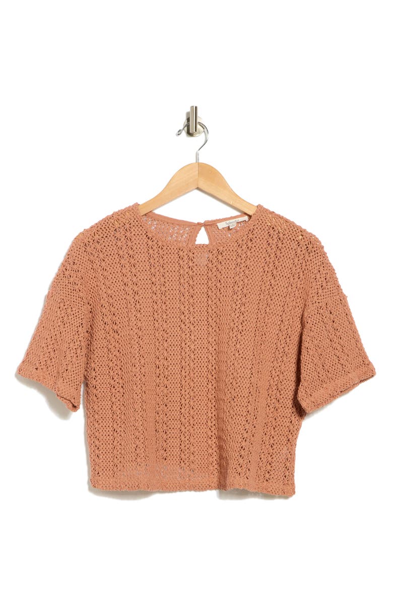 Splendid Finley Crochet Top, Alternate, color, Teak