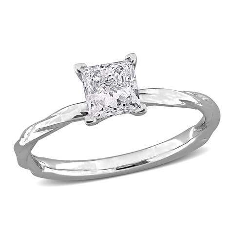 1 ctw Lab-Grown Diamond Princess Solitaire Ring 18k