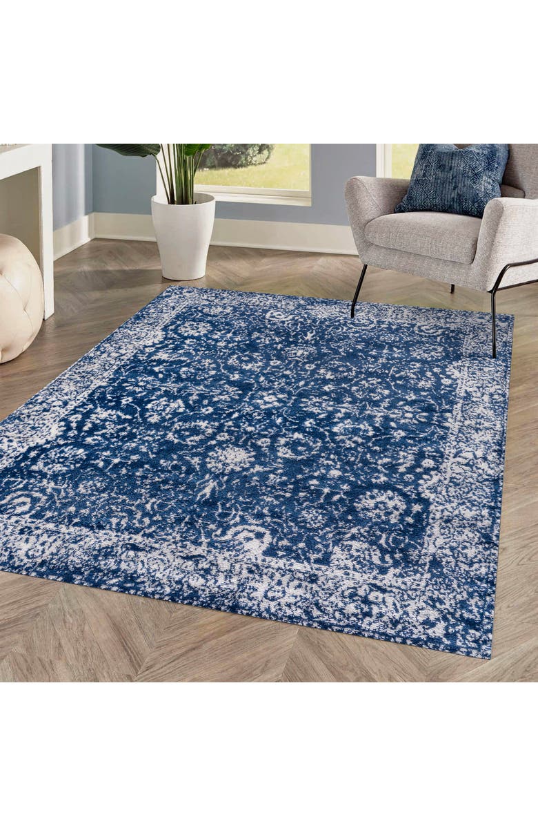 JONATHAN Y Soleiman Modern Persian Area Rug, Alternate, color, Navy