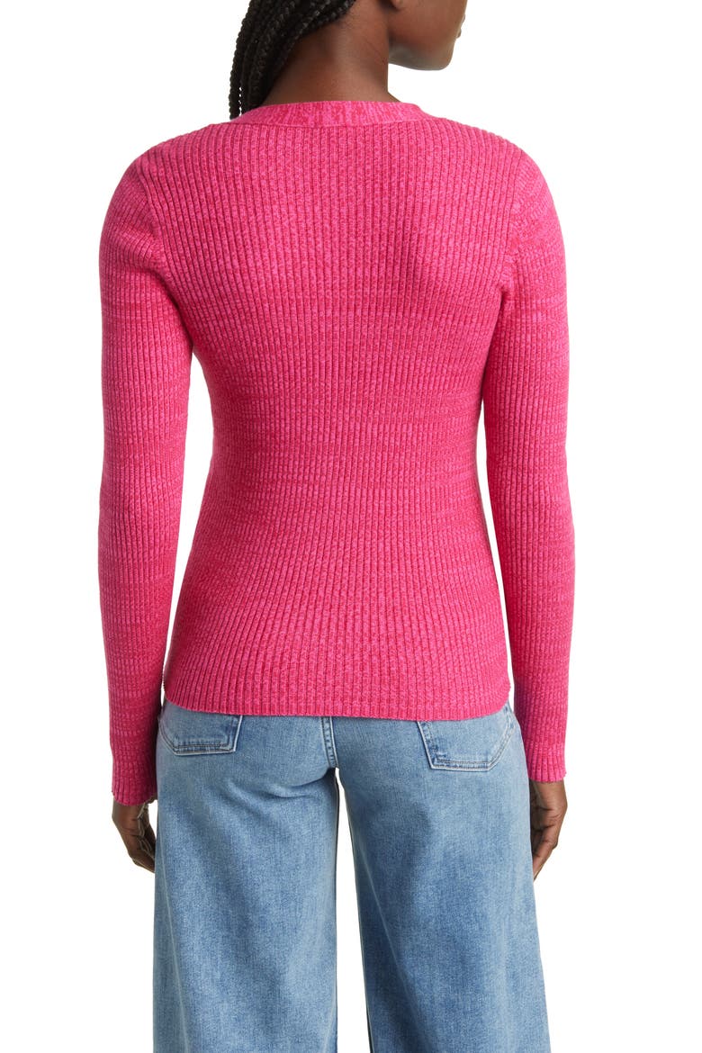 Beau Rib Cardigan, Alternate, color, HEATHER MAGENTA
