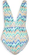 Milly Tropical Chevron Print One-Piece Swimsuit