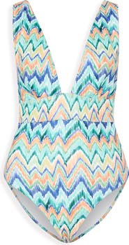 Milly Tropical Chevron Print One-Piece Swimsuit