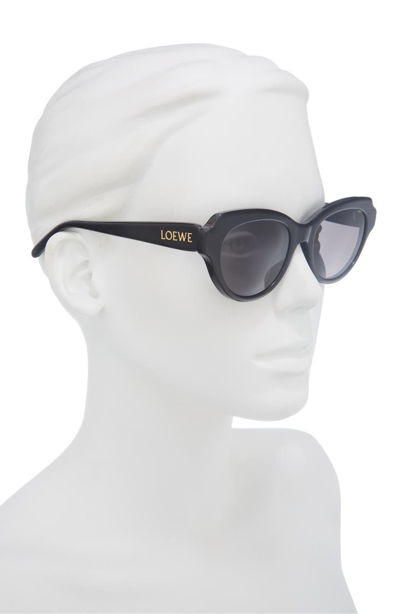Loewe Slim 53mm Round Sunglasses, Alternate, color, Shiny Black / Smoke