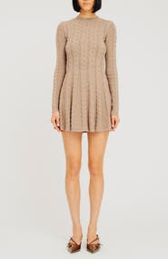 House of Harlow 1960 Elio Cable Stitch Long Sleeve Sweater Dress
