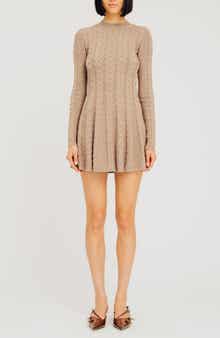 Elio Cable Stitch Long Sleeve Sweater Dress