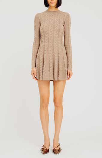 Elio Cable Stitch Long Sleeve Sweater Dress