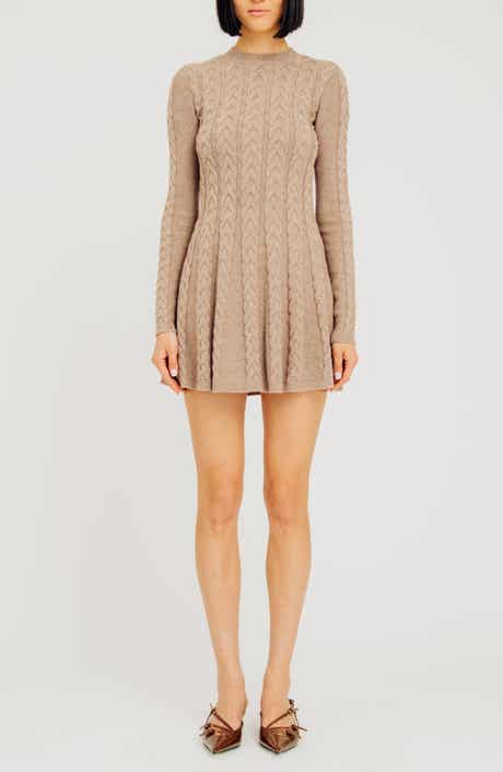 Elio Cable Stitch Long Sleeve Sweater Dress