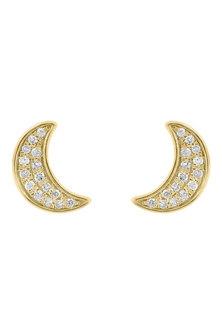 Sterling Silver & Diamond Moon Stud Earrings - 0.18 ctw, Main, color, GOLD