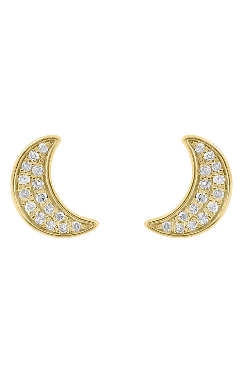 EFFY Sterling Silver & Diamond Moon Stud Earrings - 0.18 ctw, Main, color, Gold