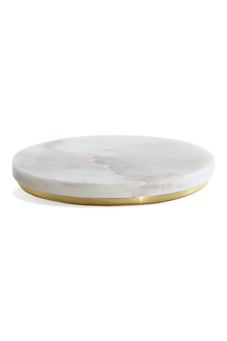 Mara Marble Trivet, Main, color, WHITE/ BRASS