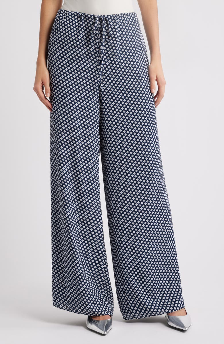 Theory Geo Print Wide Leg Pants, Main, color, Sapphire Multi