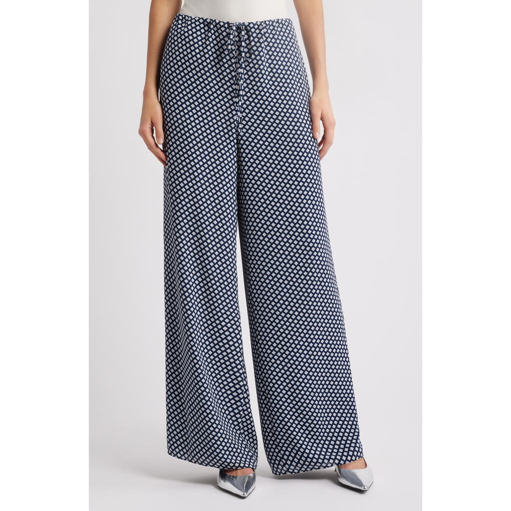 Theory Geo Print Wide Leg Pants In Sapphire Multi
