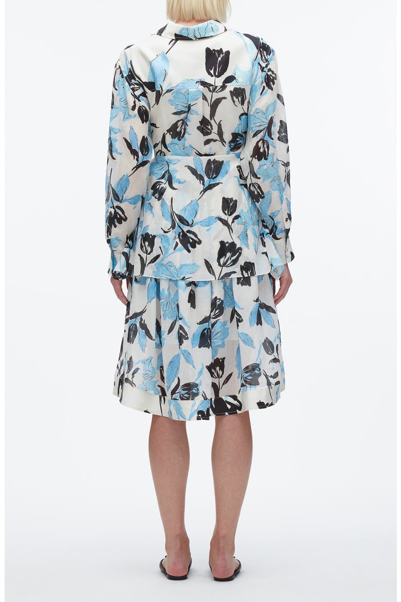 Joyful Tulips Long Sleeve Silk Blend Shirtdress, Alternate, color, IVORY MULTI