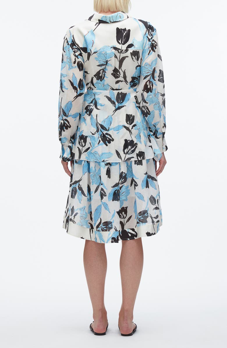 3.1 Phillip Lim Joyful Tulips Long Sleeve Silk Blend Shirtdress, Alternate, color, Ivory Multi