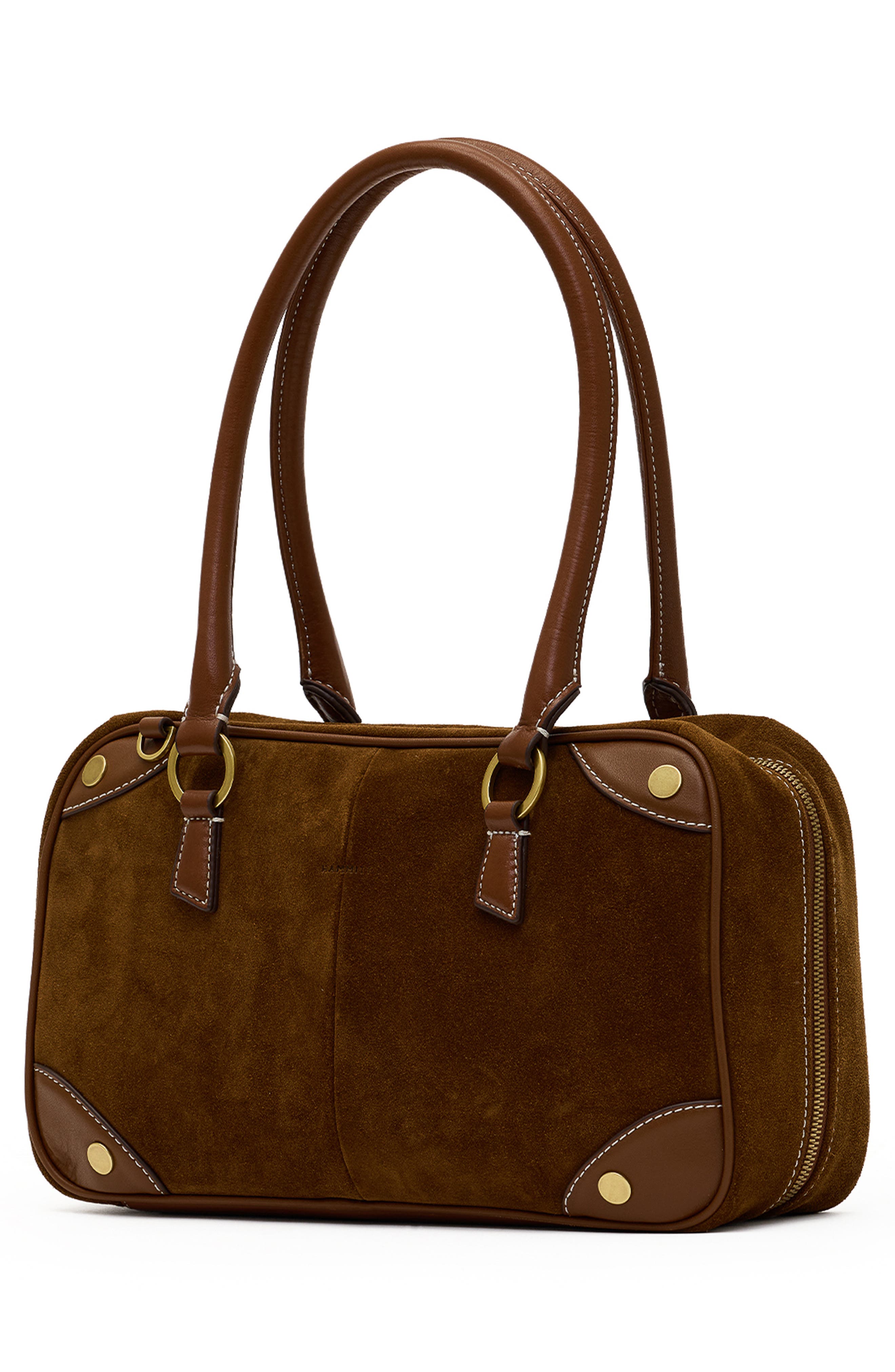 Meredith Medium Suede Shoulder Bag, Alternate, color, CINNAMON SUEDE/ ANTIQUE GOLD
