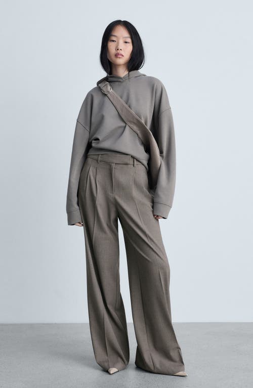 Mango Helena High Waist Wide Leg Pants In Gray